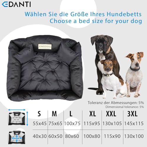 EDANTI Hundebett Hundekissen Katzenbett Personalisiert Hundesofa mit Namen L - XL für große mittelgroße & kleine Hunde (75x65, Schwarz)