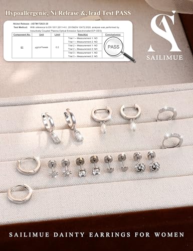 SAILIMUE 8Pair Hypoallergenic 14K Gold Plated Flat Back Earrings for Women - image 4