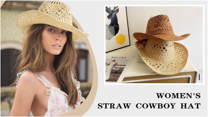 Straw Cowboy Hats for Women Sparkly Western Cowgirl Hat for  display picture 3
