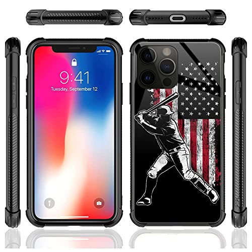 Zhegailian Iphone 14 Pro Case,Baseball Flag Iphone 14 Pro Case For Boys Men [Anti-Scratch] Pattern Design Cover Organic Glass Case For Iphone 14 Pro 6.1-Inch #TOP2