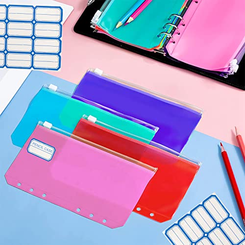 Binder Taschen A6 20 Stücke 6 Löcher Binder Taschen Kunststoff Bindertaschen Loseblatt Taschen Wasserdichter PVC Transparent Loseblatt Taschen für Budget Umschläge Planer Notizbuch Karten