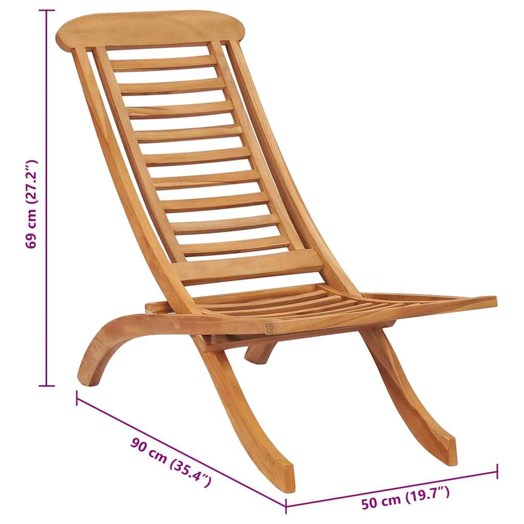 vidaXL Silla de jardín Plegable Madera Maciza de Teca 50x90x69 cm, Silla de Patio, Silla de jardín de Madera, Silla de jardín de Madera Maciza