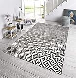 NORTHRUGS In- und Outdoor Teppich Karo 80x150cm - Wetterfest Modern Geometrisches Muster Kariert Allover Design Läufer für Balkon Terrasse Garten Wintergarten Wohnzimmerteppich Wasserfest in Schwarz