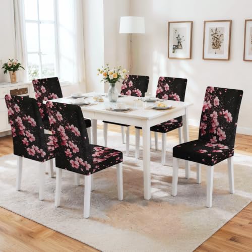 Image of Cherry Blossom Dining Chair Covers Set of 4, Pink Sakura