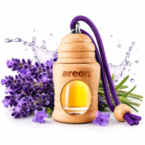 Image of AREON Fresco Premium Hanging Car Air Freshener, Lavender, Pack of 1 | Premium Wooden Hanging Car Air Freshener with an Elegant, Compact Design. Suitable for Use in Cars, Suvs, Vans, and Trucks.