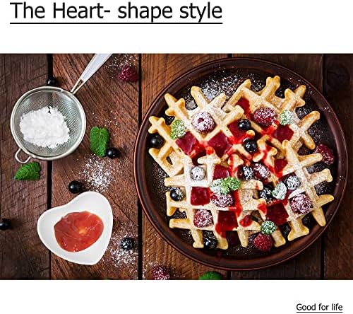 Albedel 5 pcs Heart Shaped Porcelain Soy Sauce Dish Ceramic Dip Dipping Bowls White for Dinner Baking BBQ and Cooking