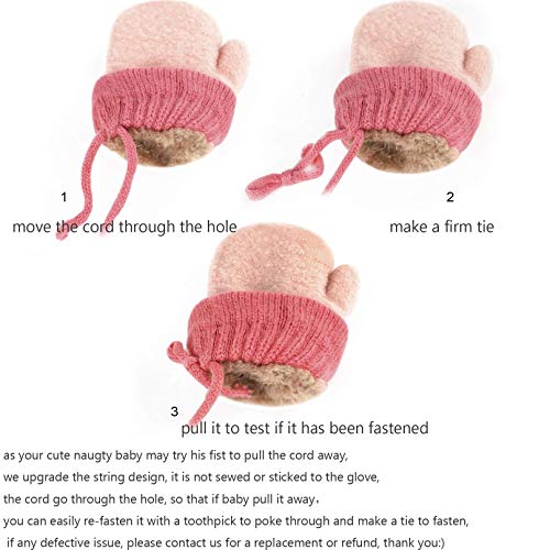 TINAYAUE Knitted Wool Gloves Winter Warm Full Finger Mittens Cute Cartoon Gloves Thicken Velvet Hanging Neck Mittens 0-3 Y2
