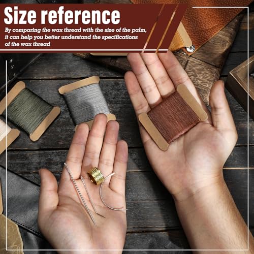 Kit de reparación para costura con hilo encerado redondo de 0.55 mm y 0.8 mm y aguja miniatura 6