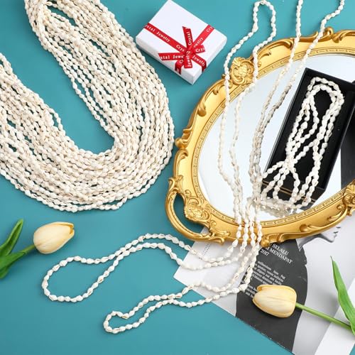 Misdary Hawaiian Shell Leis Bulk Seashell Leis Luau Tahitian Dove White Shell Necklace Natural Long Cowrie Seashell Necklace Summer Beach Party Apparel Jewelry Accessories for Women Men3