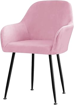 Velvet Curved Back Dining Room Chair Covers with Arms Stretch Swivel Bar Stool Chair Slipcover with Armrest Accent Removable Vanity Desk Armchair Protector Covers17# Pink,1PCS