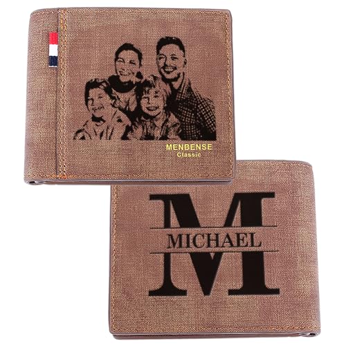 NICEDREAM Custom Wallets for Men Engraved Wallet PU Leather Wallet Personalized Wallet for Men Custom Picture Wallet Gift for Him Personalized Photo Wallet for Boyfriend Dad Husband Mens Wallet