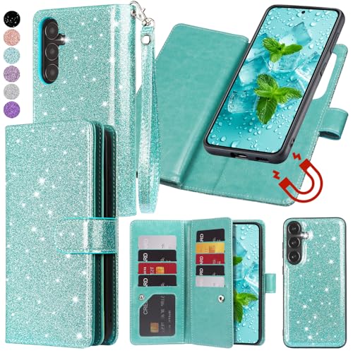 Étui portefeuille amovible avec porte-cartes Galaxy S25 FE coque magnétique pailletée