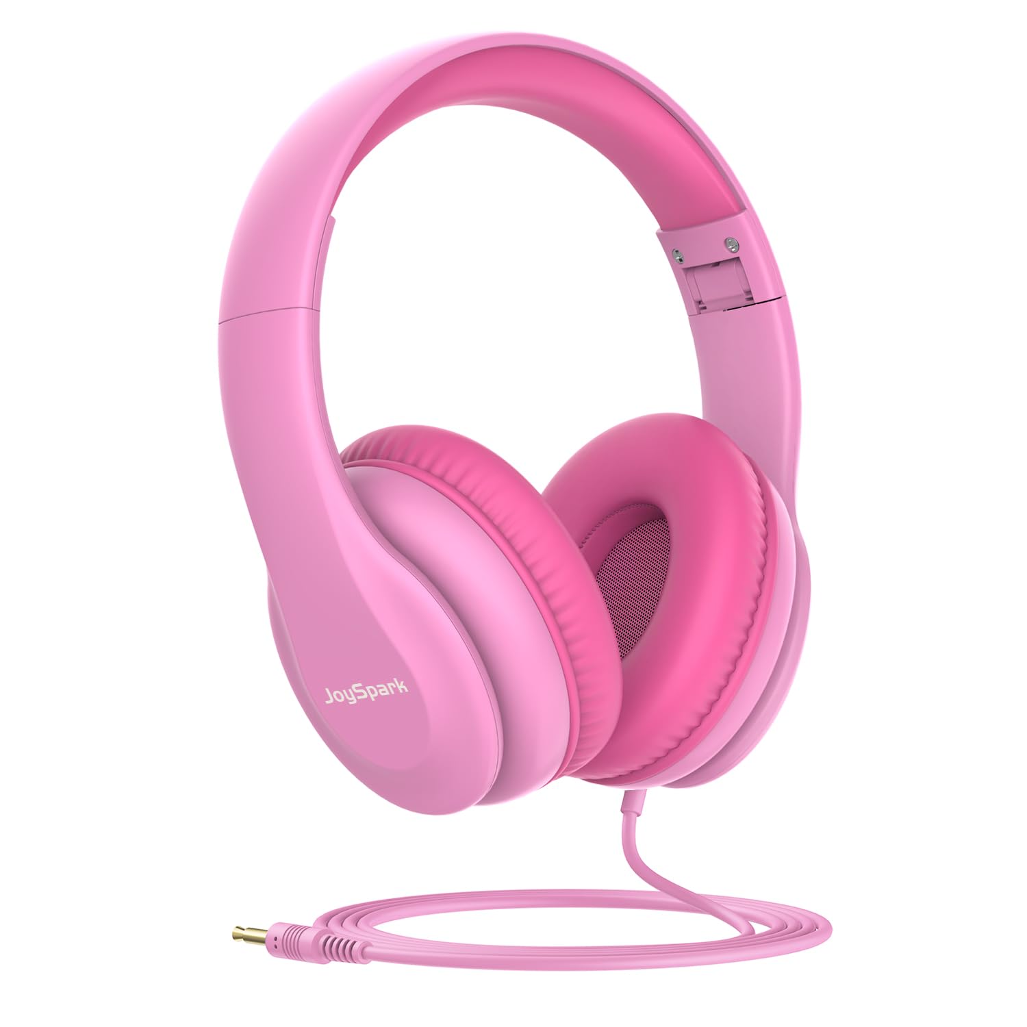 JoySpark Wired Headphones for Kids, 85dB Volume Limit, 3.5mm Kids Headphones with Cord, Adjustable, Stereo Sound Foldable Toddler headsets for School-Pink