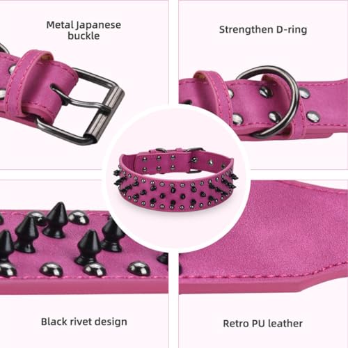 FUNAT Haustier Nietenhalsband, Großes Hundepunk Stil Nietenhalsband, Anti beißen Nagel Leder Hundehalsband, Hundehalsband mit Nieten Geeignet für mittlere bis große Hunde