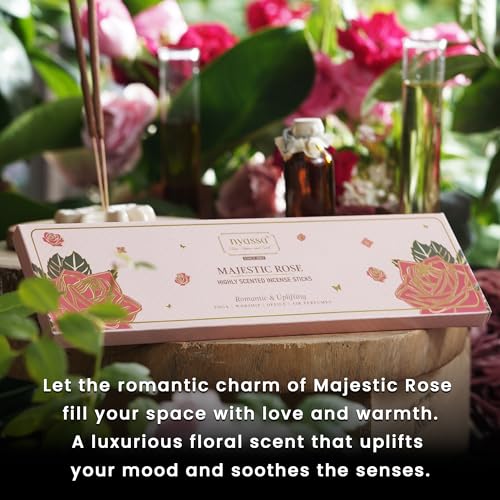 Image of NYASSA Highly Scented Magestic Rose Agarbatti /Incense Sticks - 50g | Rose Fragrance, Charcoal-Free Agarbatti for Pooja, Meditation, Home Freshness & Positive, Energy | Perfect for Special Occasions