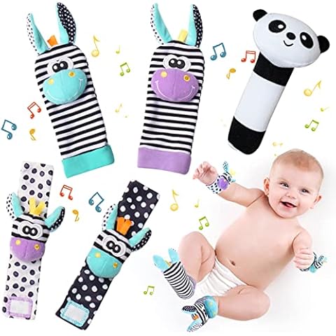 ZOCONE Baby Rattle Socks Toys Set with Wrist Rattle Toys for Babies 0-6 Months, Cute Animal Baby Rattles & Strap Wrist Socks - Infant Sensory Toys Gift for 0-6 Month Babies Boy Girl Cover