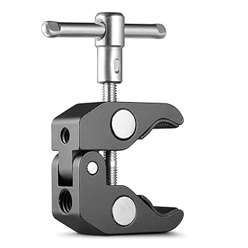 Action Pro Camera Super Crab Clamp with 1/4''-20 Screw Converter for 15mm Rods, Lights, Umbrellas, Shelves, and Cross Bars