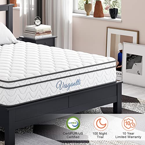 Vesgantti King Mattress, 10 Inch Hybrid King Size Mattress In A Box, King Bed Mattress With Memory Foam And Pocket Spring, Ergonomic Design & Pressure Relief, Medium Firm Feel, 76"*80"*10" #TOP4