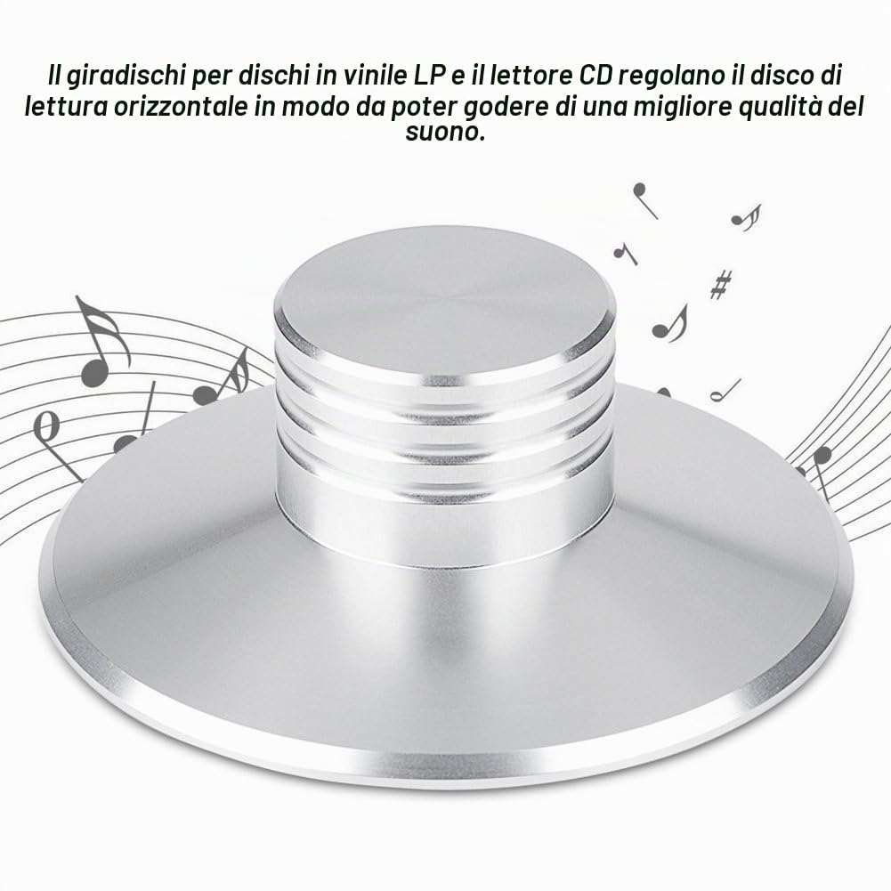 VBESTLIFE Stabilizzatore del disco, Nuovo morsetto per pesi Black Record LP Giradischi in vinile Stabilità del disco in metallo -Argento (Argento)