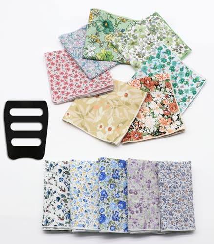 Image of Floral Pocket Squares for Men with Holder Printed Flower Mens Handkerchief Cotton Suit Pocket Hanky for Wedding