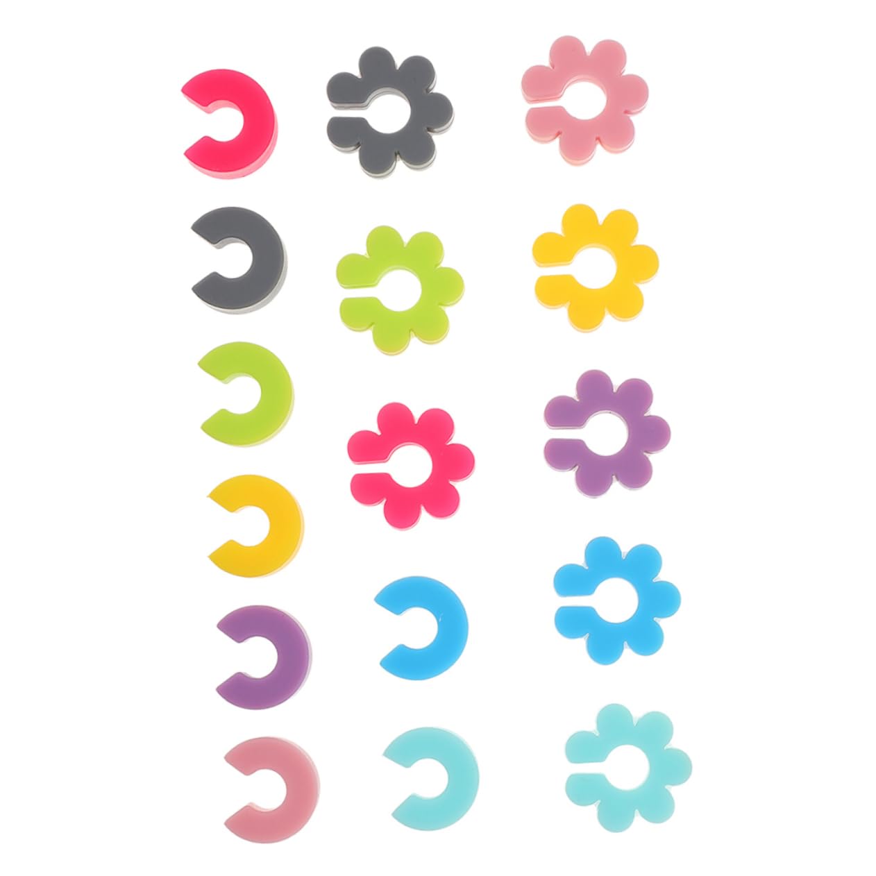 Ciieeo 16pcs Silicone Flower Shaped Wine Glass Markers Unique Identifying Tags for Parties Identification Fun and Drink Charms for Stemware and Cups
