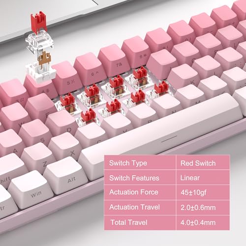 Image of MageGee Portable 60% Mechanical Gaming Keyboard, RGB Backlit Compact 68 Keys Mini Wired Office Keyboard with Red Switches for Laptop PC Mac, Side Printed Keycap - Pink