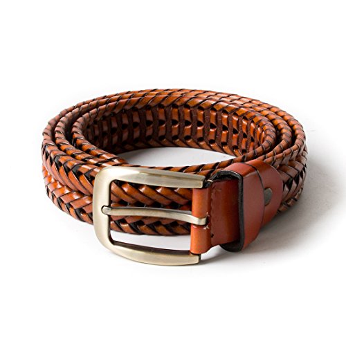 Men Braided Woven Genuine Leather Belt3