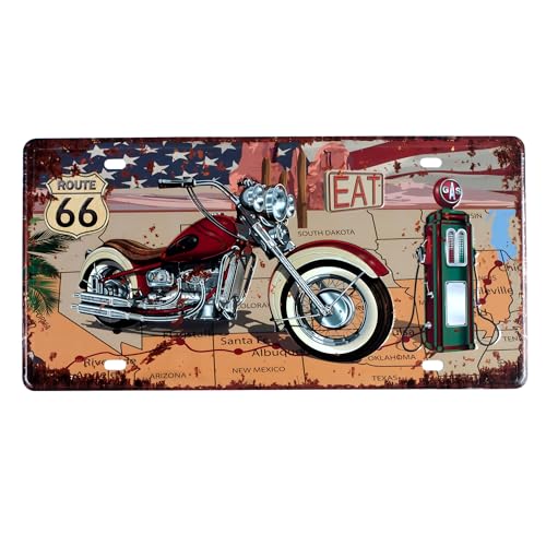 Image of Eazywagon inchRoute66 Motorbike Gasoline inch Vintage Retro Metal Signs - License Wall Plate, Car Tag - Ideal for Cafe, Restaurant, Shop, Home, Hotel, Club, Office, Living Area - Design Plaque