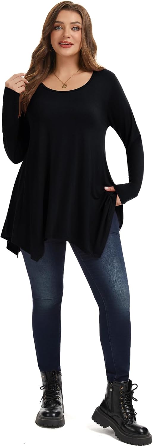 LARACE Womens Long Sleeve Flattering Comfy Tunic Loose Fit Flowy Top - Image 5