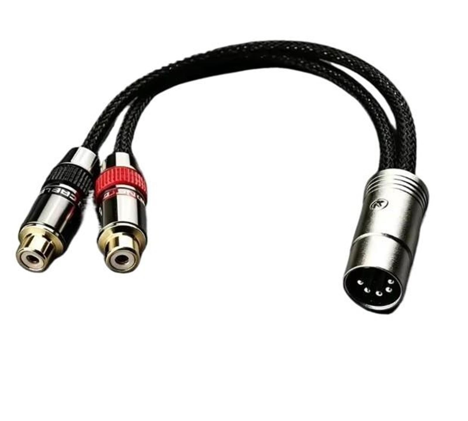 5 Pin DIN to RCA Female Adapter Silver Plated OFC HiFi Audio Male to Dual for Turntable CD Vintage Amplifier