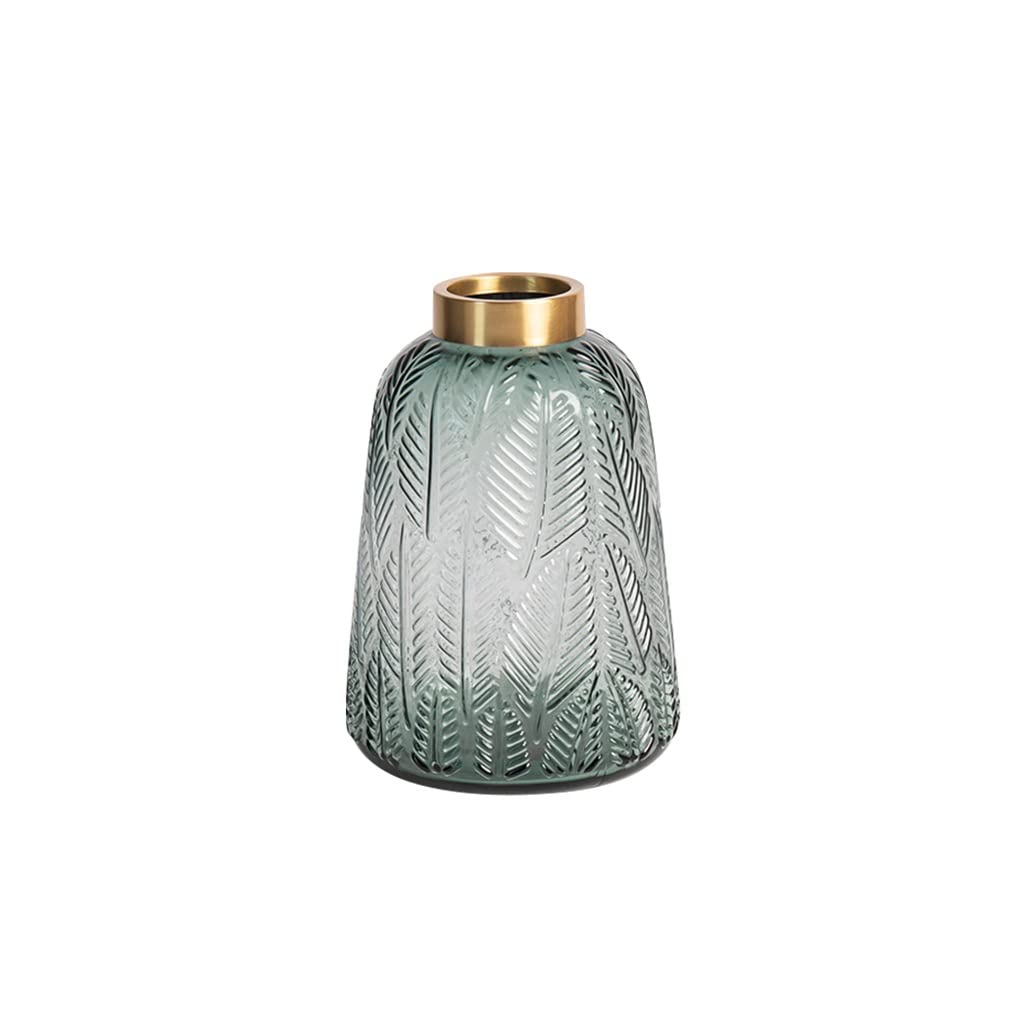 Vase en verre transparent vert 21cm stable TXXMM anti basculement table