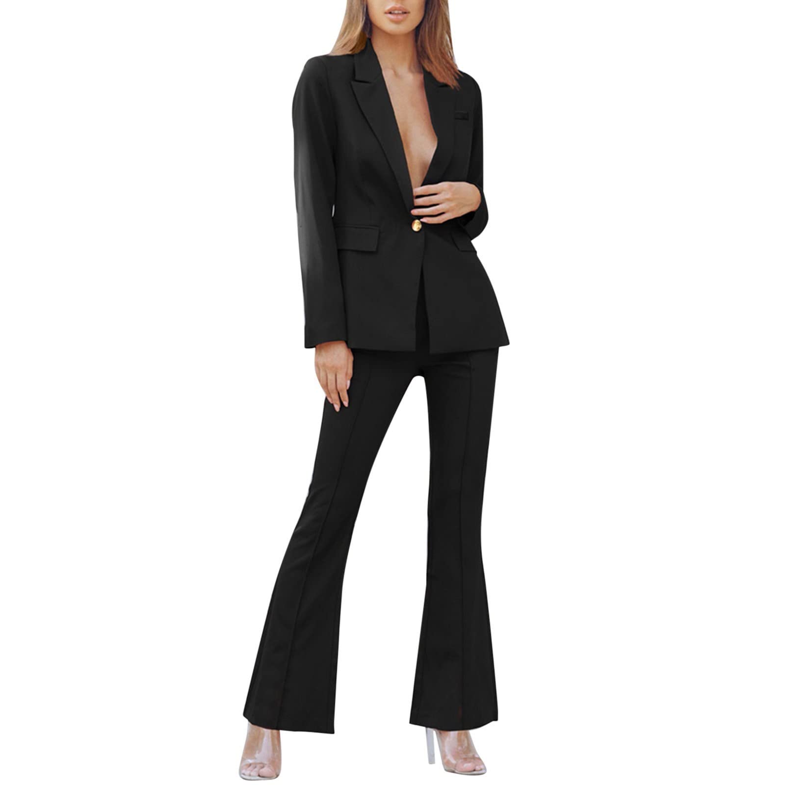ADMAY Yoga Pantalones Mono Leggins Deportivos Mujer Y22K Mono de Mujer Otoño Invierno de Manga Larga con Pantalones Mono Elegante Pijama Talla S