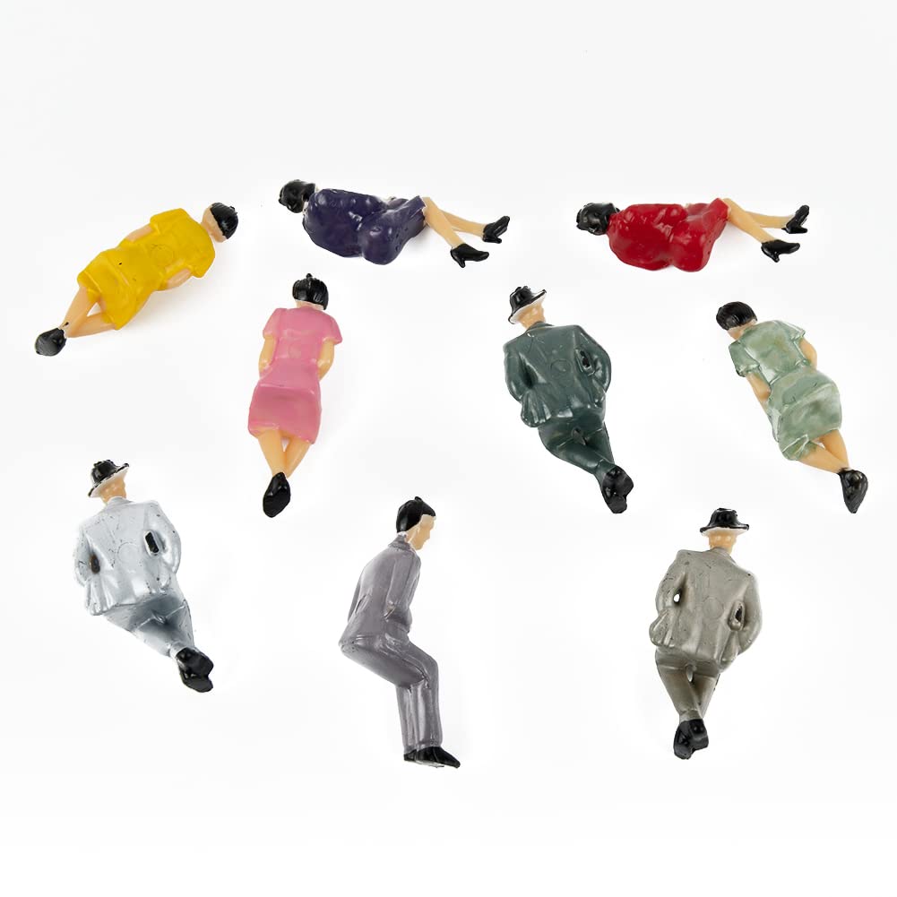 ZYWUOY 50 Pcs Personaggi, Figure Sedute in Plastica 1:32, Miniature Umane Dipinte Miste, Piccole Scene Architettoniche