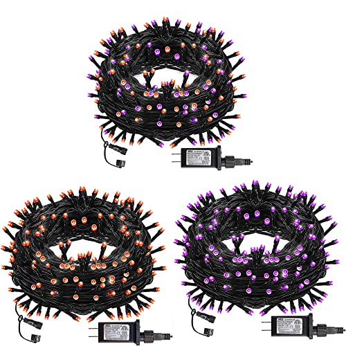 Image of Dazzle Bright Halloween 300 LED String Lights, 100FT Connectable String Lights with 8 Lighting Modes, Halloween Decorations for Party Carnival Supplies, Indoor Outdoor Yard Garden Decor (3 Pack)