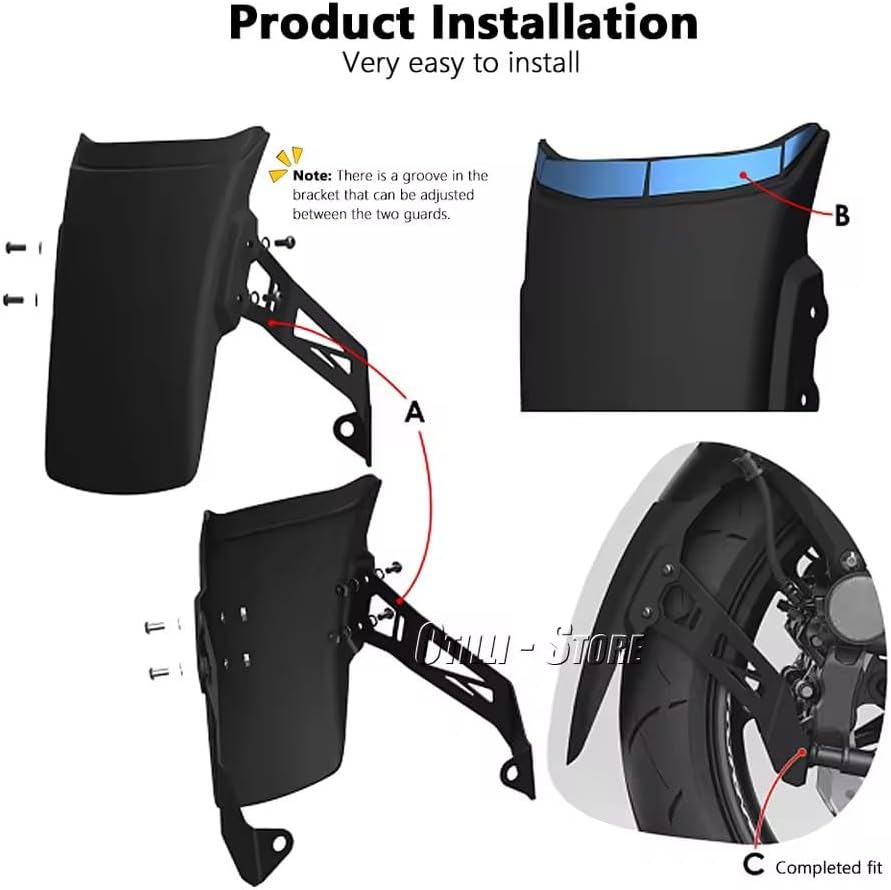 for Honda CB 750 CB750 Hornet 2023 2024 Motorcycle Accessories Front Fender Extension Mudguard Extender Splash Guard Lengthener (Black)