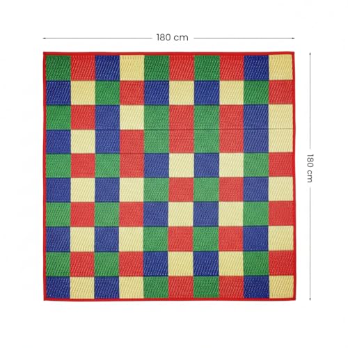 Image of Plastic Floor Mat Chatai | Multipurpose, Waterproof, Washable, Lightweight & Durable | Indoor & Outdoor Use (Multicolor, 6 x 6) | (L 180 cm X W 180 cm)
