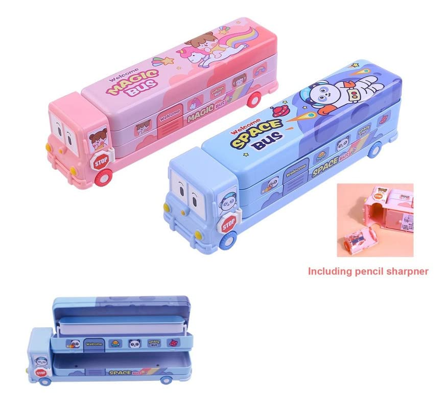 Image of Crackles Space Or Unicorn Printed Plastic Pencil Box with Moving Tyres and Sharpner for Boys /Girls Perfect and Childern Gifting,Multicolor
