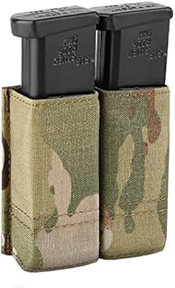 KRYDEX Double Pistol Mag Pouch, Nylon Magazine Pouch 9mm with Quick Release Kydex Magazine Pouch Insert (Multicam)