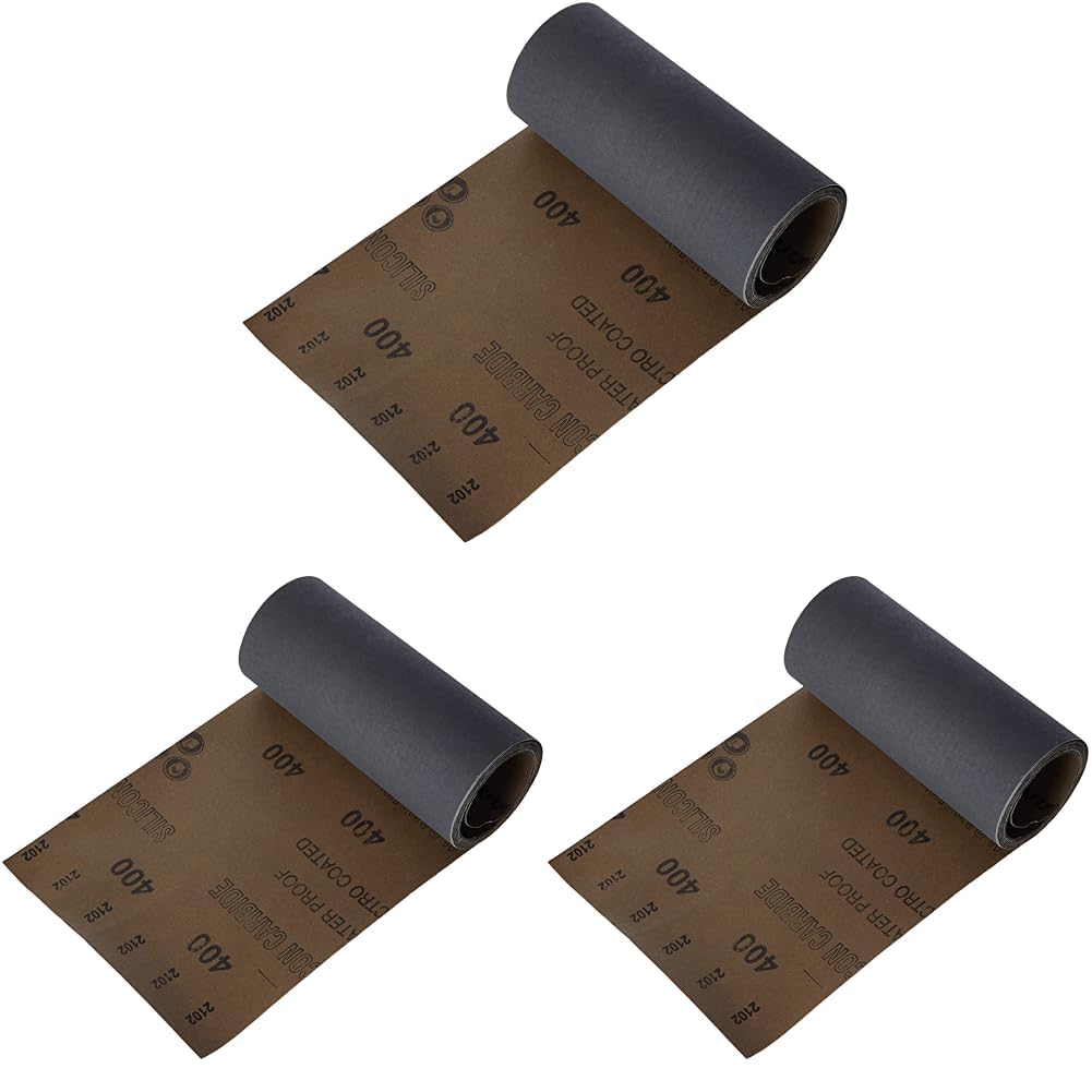 wolfcraft Schleifpapierrolle 3mx115 mm - 5816000 - Körnung 400 - für Metall, Lack, Kunststoff - Nass- und Trockenschleifen - für Schwing-& Handschleifer (Packung mit 3)