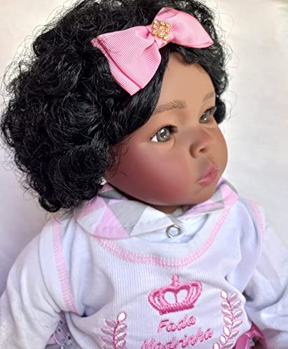 Boneca Negra Bebê Realista Menina Princesa Reborn Acessórios