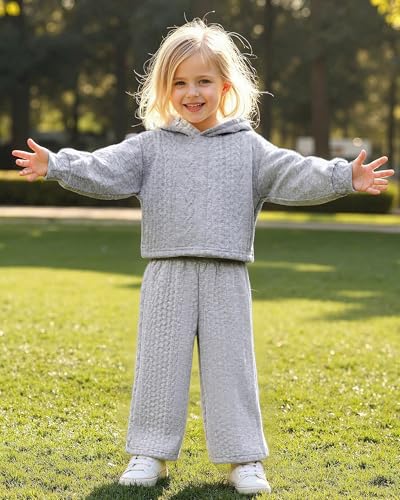 Image of fioukiay Toddler Girls Casual Sweatsuit Pullover Hoodie Sweatpants Outfits