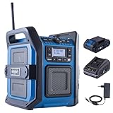 Scheppach Baustellenradio C-DAB30-x - Set S - Serie 20V IXES - Dab+ und FM - Bluetooth und USB-A - Reichweite 10 m - IP65-1 Akku 2Ah + Ladegerät