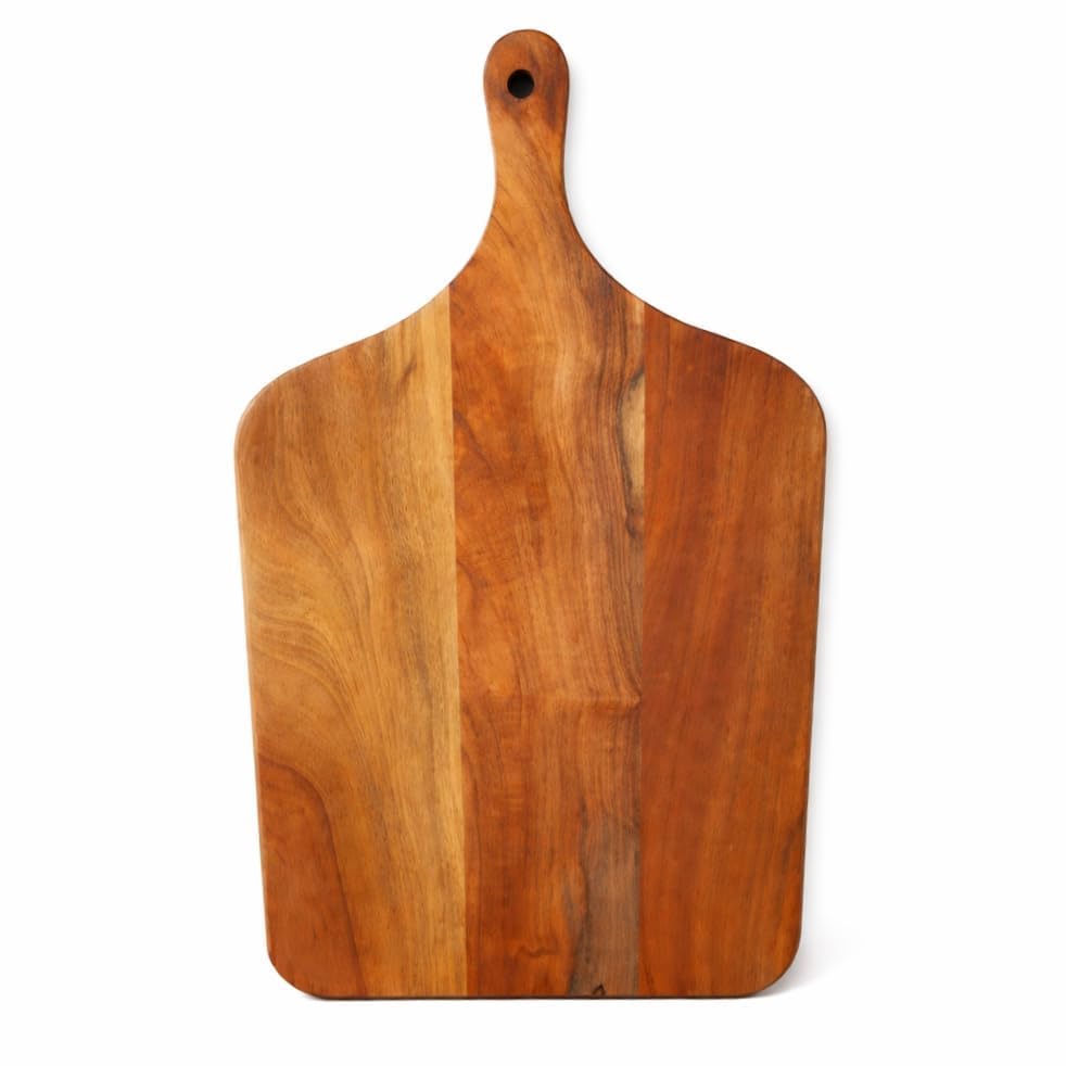 Image of Premium Wooden Chopping Board with Handle 43 x 26 x 2 cm | Thick Solid Wood Cutting Board for Kitchen | Heavy Duty Vegetable & Bread Cutting Board | Serving Board
