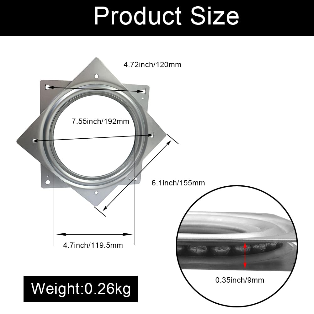 ANPTGHT 6" Lazy Susan Turntable - 500 Lb Heavy Duty Steel Ball Bearing Swivel Plate, Low Profile (4 Pack, Silver) - View #7