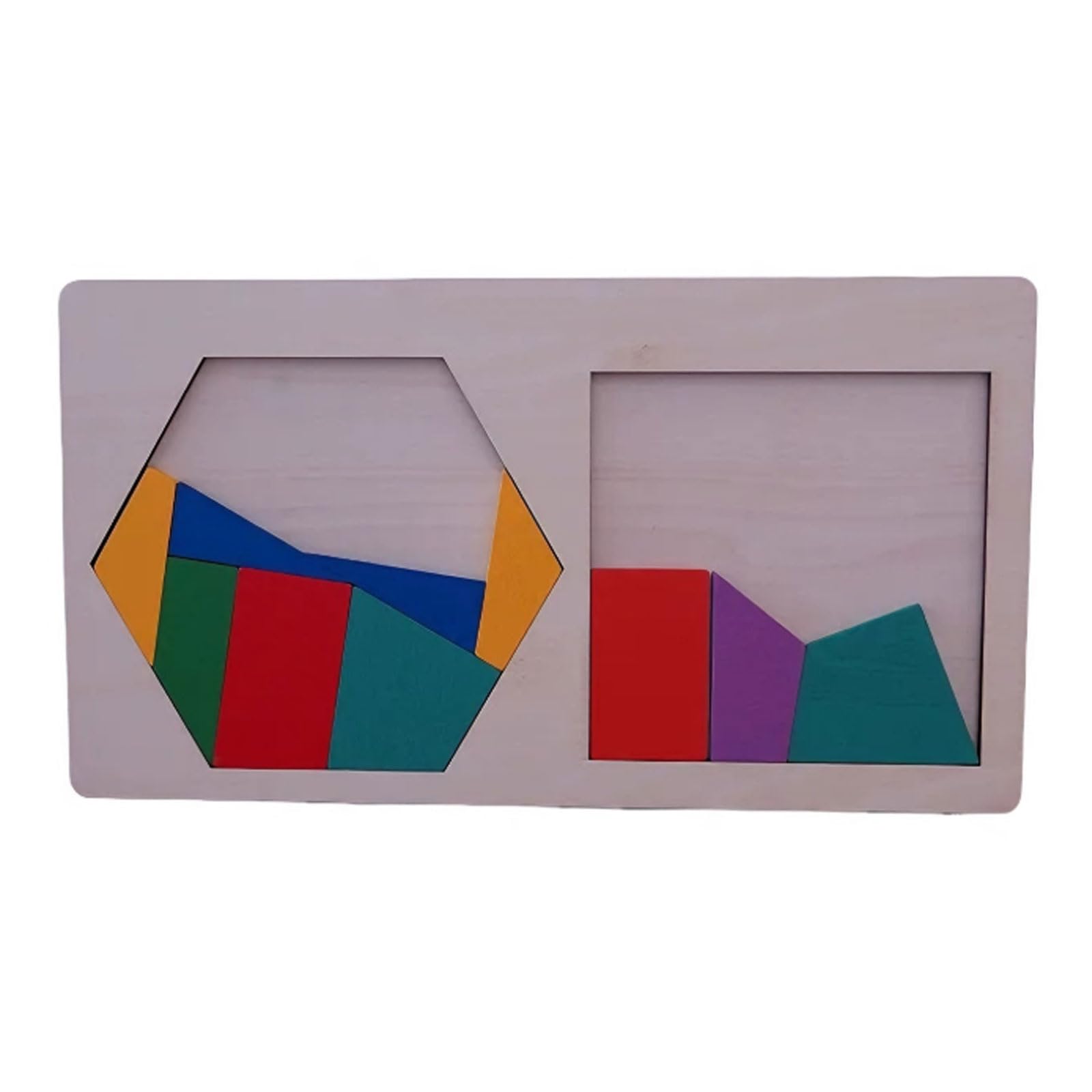 Puzzle Rompicapo in Legno Montessori a Esagono e Quadrato | Gioco di logica geometrica Tangram di alta difficoltà, giocattolo educativo in legno intelligente