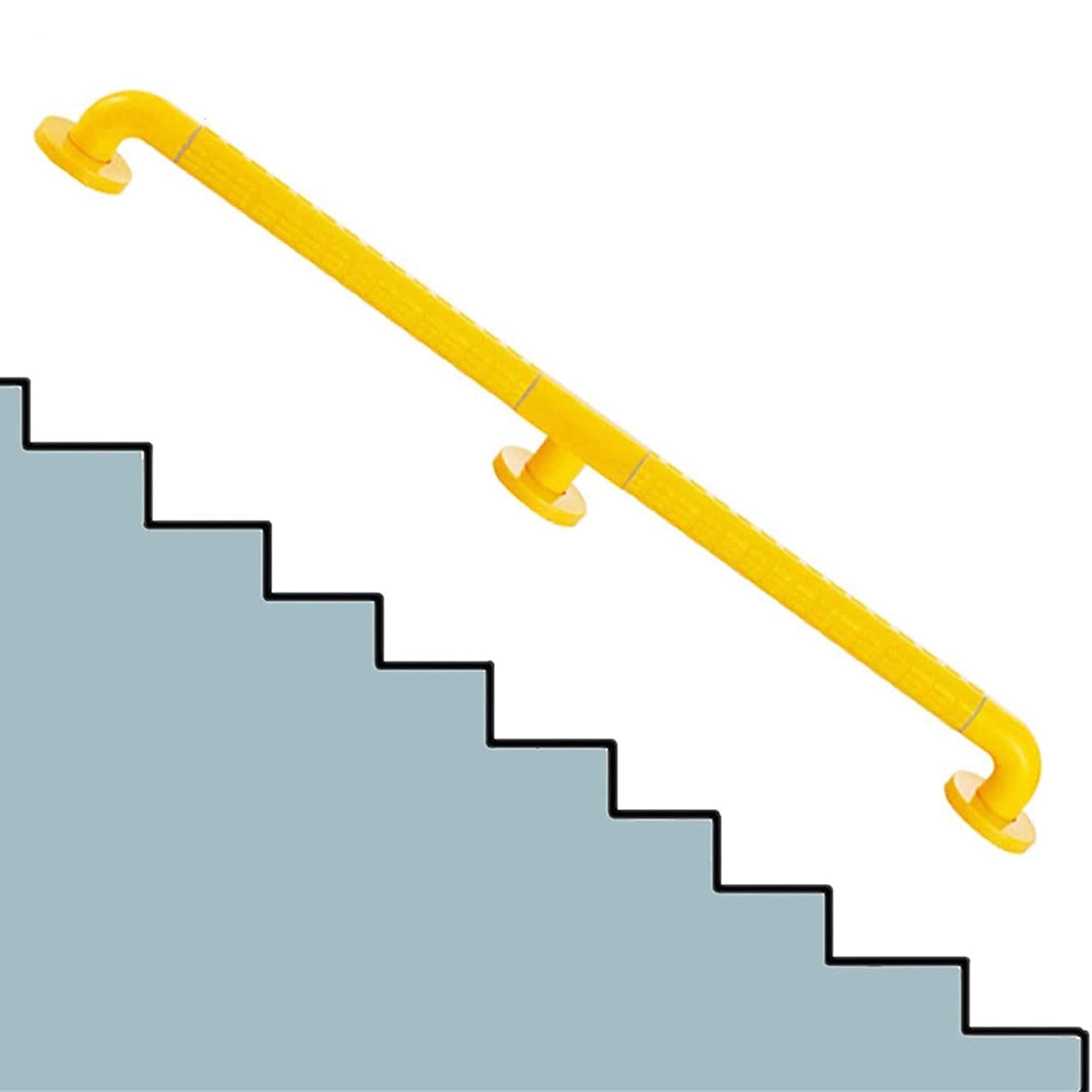 Rampe d'escalier 2m industrielle en kit complet avec supports muraux pour intérieur et couloir