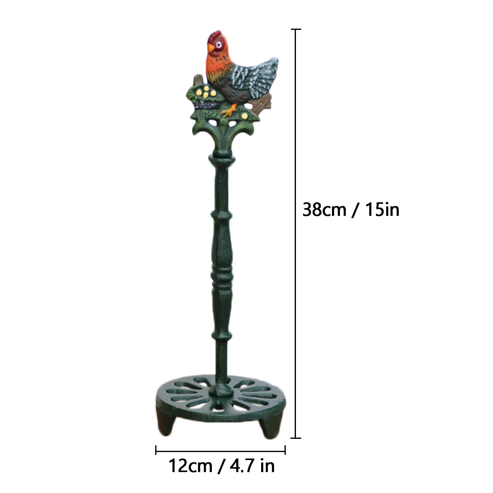 Liu- Ghisa Hen Gall Asciugamani Portasciugamani Paese Rustico Ghisa Roll Rotolo Distributore di Carta Supporto for Cucina Bagno Controsoffitto, Verde