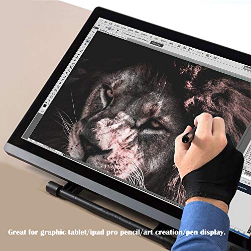 TuNan 6pcs/3 Sizes Artist Gloves for Drawing Tablets Two-Finger, Left or Right Hand, Small/Medium/Large Gloves for Graphics Tablet iPad Pro - Blue, Pink, Black, Purple, Red