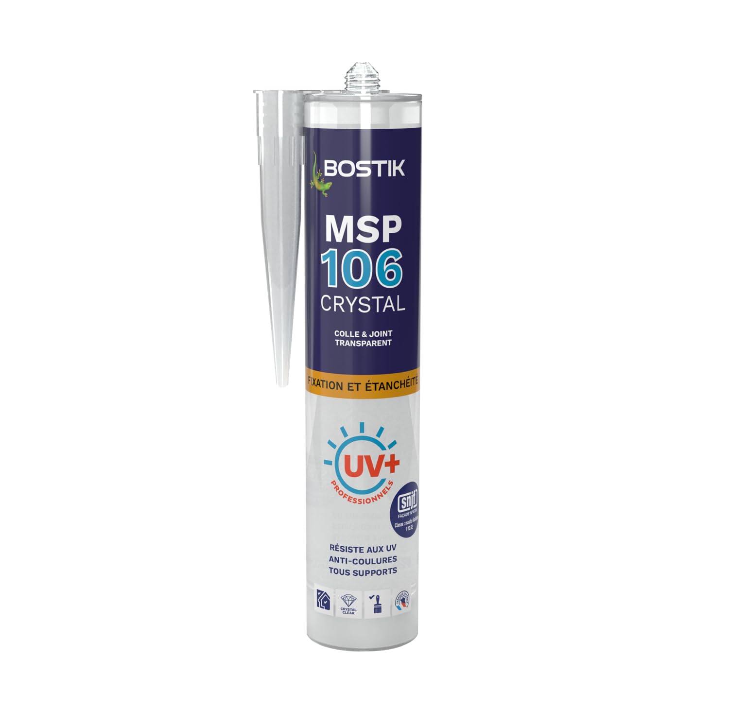 Bostik 30601522 Mastic Collage et d'étanchéité Transparent MS106 Coated 1 Cartouche de 290 ml