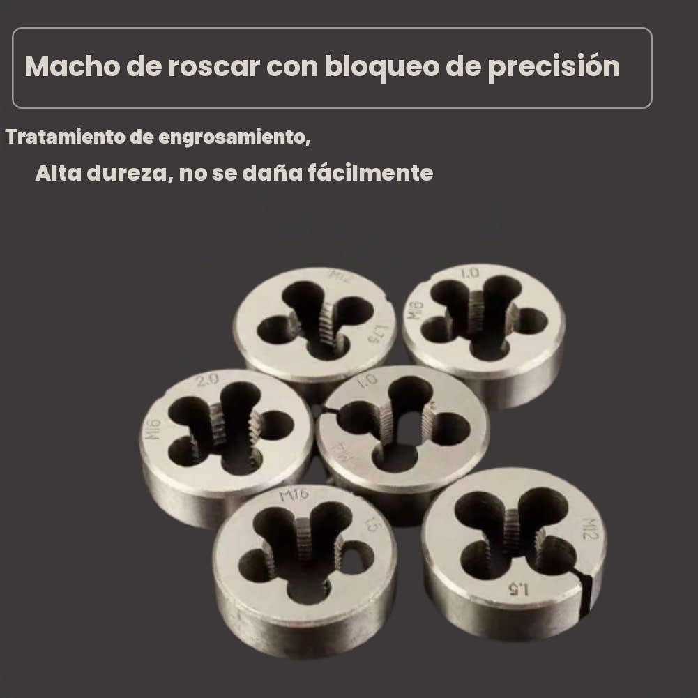 Juego de Terrajas y Machos, Herramientas para Roscar Métrica M2-M18 110 piezas Juego de Roscas y Troqueles de Combinación, para Cortar Roscas Externas Internas